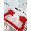 Bubamara037 Set za krevetac sa ogradicom od pletenica, 120x60cm, Crveno-beli