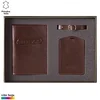 Princ Leather Poklon set za putovanje, Tag za kofer i futrola za pasoš, Braon