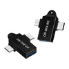 OTG adapter Techsuit AluCoreX A15 3v1 USB-A v Micro-USB v USB-C, aluminij - črn