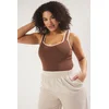 Trendyol Curve Brown Line Detail Square Neck Bodycon Knit Blouse