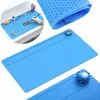 shumee ESD silikonska spajkalna podloga 825x370 mm modra z organizatorjem, antistatična, odporna na 500°C, servisna podloga za GSM elektroniko