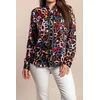 Plus size majica z leopardjim potiskom, črna