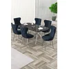 HANAH HOME Rasklopivi trpezarijski sto i stolice (7 delova) Esla Black Marble Chrome Anthracite