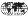 Wallity Zidna dekoracija World Map Globe, 60x120cm, Crna