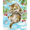 Norimpex - Puzzle Diamantna slika: Maček na češnji 30x40cm - 1 - 39 kosov