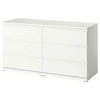 STORKLINTA Komoda sa 6 fioka, bela, 140x50x75 cm