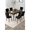 Hanah Home trpezarijski set Due, sto na razvlačenje i 6 stolica, ploča u dekoru drveta Baroque, crna tkanina Babyface