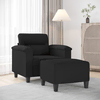 Fotelja s tabureom crna 60 cm od mikrovlakna