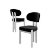 Hanah Home set trpezarijskih stolica Dore 6 kom, crna tkanina Babyface, bele metalne noge