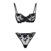 Trendyol Black Embroidered Lace Capless Knitted Underwear Set