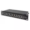 CAT 6A Patch Panel, shielded,12-Port label field, 1U, 10 rack mount, black RAL 9005