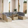 Sjedeća garnitura za vrt s pohranom 10 pcs Bež Poli ratan