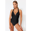 Trendyol Black V-Neck Regular Leg Swimsuit