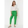 Trendyol Green Elastic Waist Linen Blend Woven Trousers