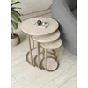Hanah Home set od 3 pomoćna stola Milas 3, zlatni / travertin
