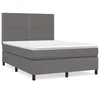 Vidaxl Box spring postelja z vzmetnico siv 140x190 cm umetno usnje