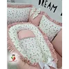 Bubamara037 Gnezdo za bebe sa karnerom Cvetići, Roze-Belo