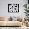 WallXpert metalni zidni ukras ART-DC-010, apstraktne isprepletane figure, bele linije na crnoj ploči, 50 x 39 cm, crni