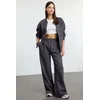 Trendyol Anthracite Oversize Zippered Thick Inner Fleece Knitted Tracksuit