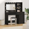 Toaletni stol s zrcalnim svjetlima 2 pcs Crna Konstruirano drvo