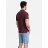 OMBRE Moška enobarvna pletena polo majica BASIC pique burgundske barve MDN126161 S
