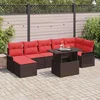 vidaXL vidaXL Vrtna sedežna garnitura z blazino 8 pcs Rjava poli ratan, (5000154634)