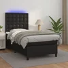 Krevet box spring s madracem LED crni 90x190 cm od umjetne kože