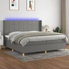 shumee Box spring postelja z vzmetnico LED temno siva 200x200 cm blago
