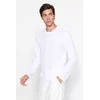 Trendyol White Basic Regular/Real Fit Crew Neck Long Sleeve 100% Cotton T-Shirt