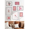 WallXpert set od 8 manjih uramljenih slika Çgs-063, roze i crveni motivi – karte za igru, trešnje, disko kugla i balon pas, crni ram
