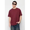 Trendyol Burgundy Oversize/Wide-Fit Basic 100% Cotton T-Shirt