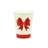 PartyDeco Papirnati kozarci z rdeče-bež pentljo 250 ml