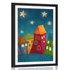 Plakat s paspartujem mesec nad mestom - 60x90 no frame