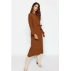 Trendyol Modest Ženska haljina Tctaw24Eb00008, Smeđa