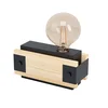 EGLO Stona lampa LAYHAM E27 20 cm crna/drvo 43469