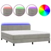 Vidaxl Box spring postelja z vzmetnico LED svetlo siva 180x200cm žamet