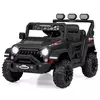 Northix 12V Otroški električni avto Jeep z daljinskim upravljalnikom 2.4G, vzmetenjem, lučmi in glasbo - črn