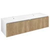 LOREA omarica z dvojnim umivalnikom 141x46x51,5cm (70+70cm), hrast alabama/bela mat - Rjava - 141x46x51,5 cm - Sapho - LOREA - 24 - MDF/laminat - 1410 - 460 - 515 - 14