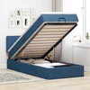Otomanski krevet s madracem i LED plavi 100x200 cm tkanine