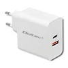 Qoltec stenski polnilnik 63 W | 5–20 V | 1,5–3 A | USB tip C PD | USB QC 3.0 | bel