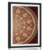Plakat s paspartujem okrasna Mandala s čipko v bordo barvi - 40x60 silver