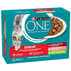 PURINA ONE STERILCAT vrečke – govedina, losos in korenje, puran in stročji fižol v okusnem soku 12x85 g