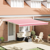 Skrovita tenda Crvena i bijela 400 × 350 cm Poliester i metal