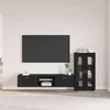 Set TV komoda s ladicama FLORIN 3 pcs Crna Konstruirano drvo
