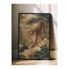 WallXpert uramljena slika 115251, leopard među borovima i belim cvetovima, 50 x 70 cm, crni ram