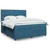 VIDAXL boxspring postelja z vzmetnico (180x200cm, žamet), temno modra