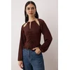 Trendyol Milla ženska bluza Tpraw24Bz00053, braon-dark brown