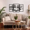 WallXpert metalni zidni ukras 5385, dva ljudska profila od krošnji drveća u 3 panela, 125 x 73 cm, crni