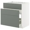 METOD / MAXIMERA Pod.element sudop. i 3front/2fioke, bela/Nickebo mat sivozelena, 80x60 cm
