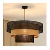 Brilagi - Luster na sajli DAKOTA LUNETA 1xE27/15W/230V prečnik 60 cm crna/ratan